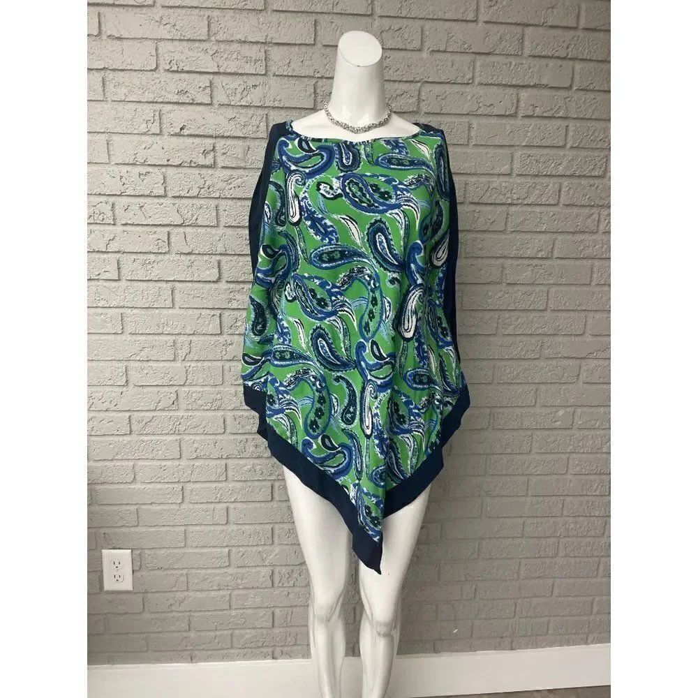 Asymmetrical Paisley Print Blouse / Tunic Size M
